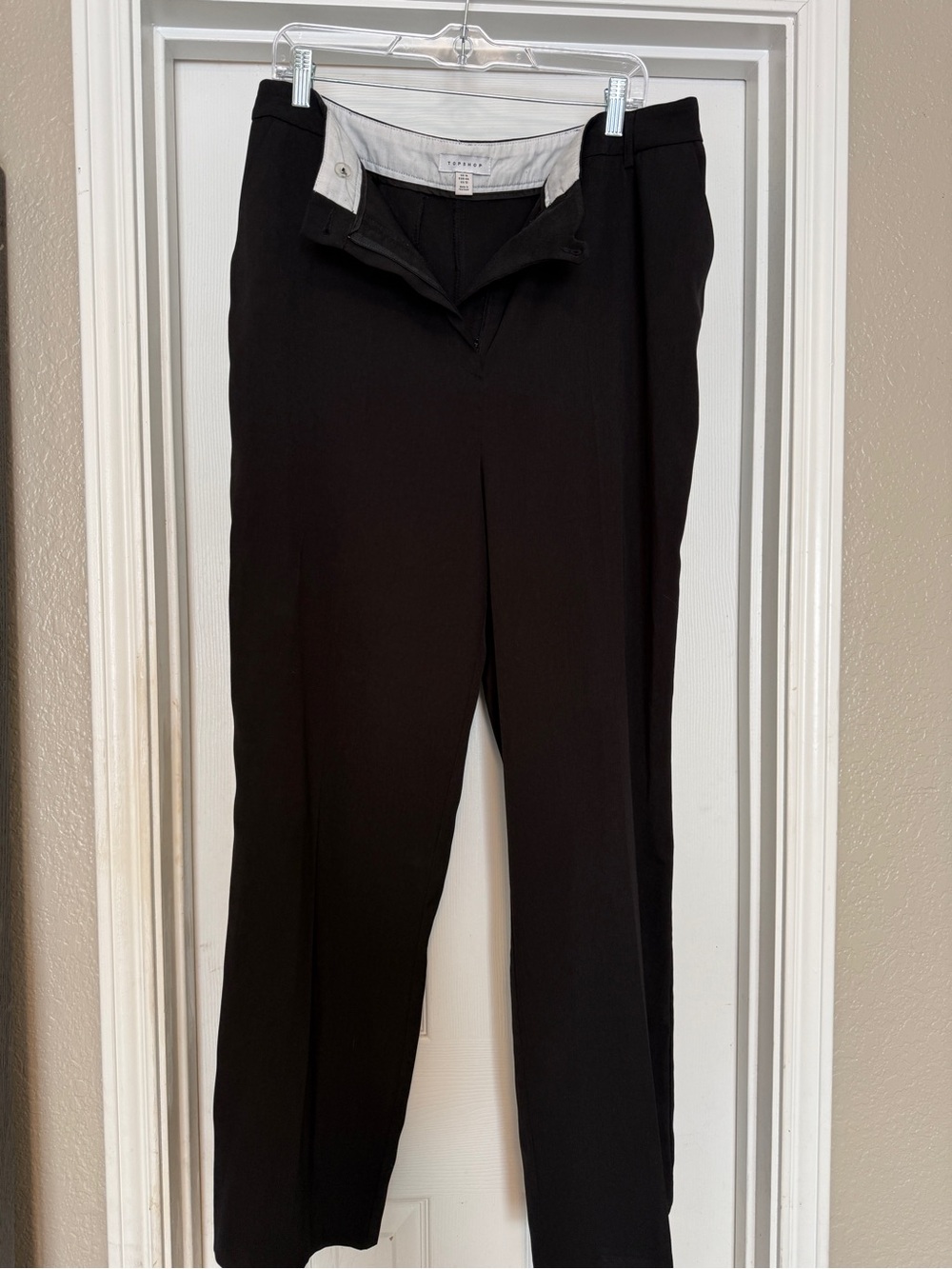 Top Shop Women's High Waisted Wide Leg Black Trousers